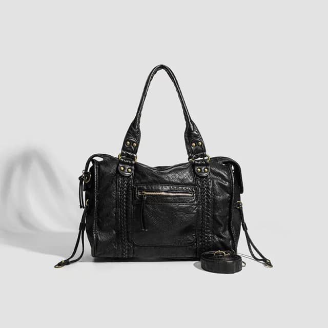 Hot-Selling French Retro Motorcycle Bag, Shoulder Crossbody Bag, Tote Bag, Large Bag, Women's Large Capacity Bag, Washed Bag