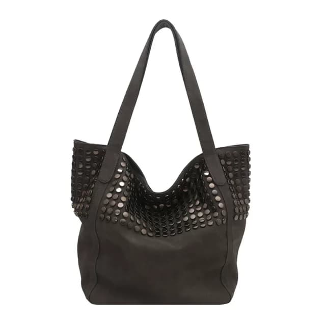 New Model Korean Style Large Capacity Tote Bag with Rivets, Simple and Versatile, Practical Handbag, Shoulder Bucket Bag
