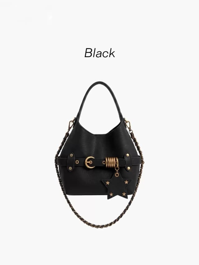 New retro oil shoulder bag for women, large capacity, with belt buckle, crossbody bag, stylish and sophisticated for commuting