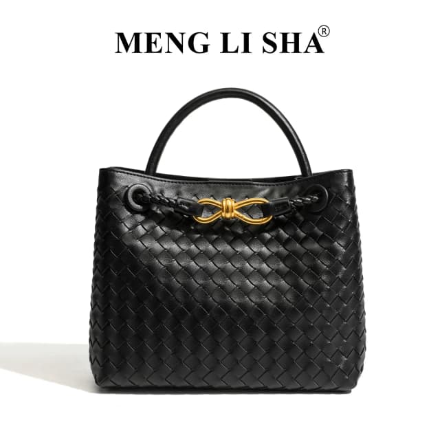 Cross-border high-end butterfly metal buckle handbag for women, vintage versatile shoulder and crossbody bag, casual woven tote bag