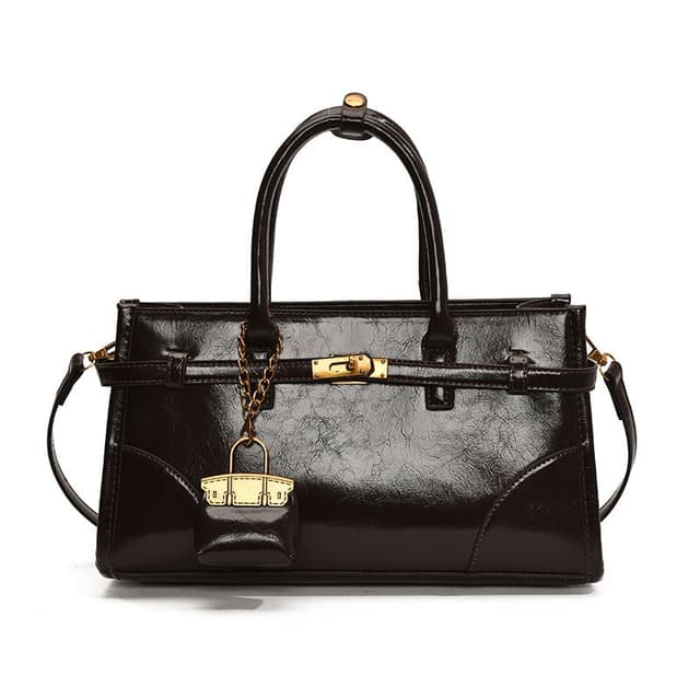 Niche Fashion Oil Wax Leather Portable Briefcase  New Vintage Casual Shoulder Bag High-end Tote Women's Bag