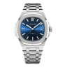 A96 silver shell dark blue surface steel belt model