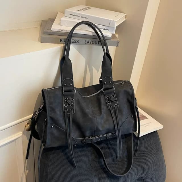 Korean Niche Cool Large-Capacity Retro Shoulder Bag New Lazy Style Star-Chasing Fashion Travel Crossbody Bag