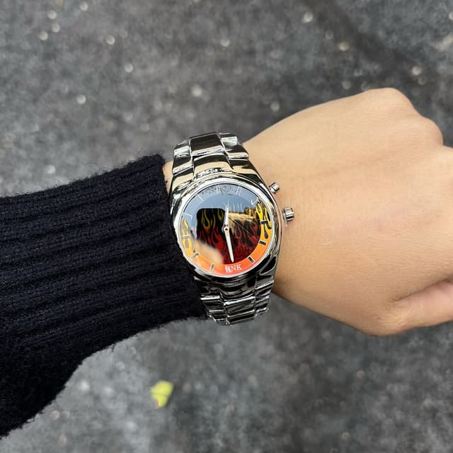 Y2k Millennium Foreign Trade Dynamic Flame Original Men's Watch Fashion Tide Brand Advanced Ins Niche Design Watch