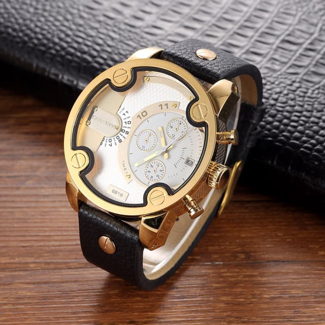 CAGARNY new watch men's watch large dial quartz watch calendar belt men's watch