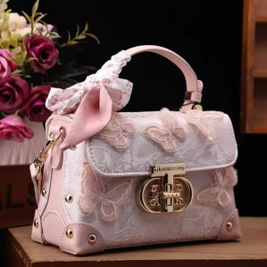 Boutique Brand Genuine Leather Women's Handbag New Fashion Versatile Butterfly Silk Scarf Shoulder Crossbody Small Square Bag
