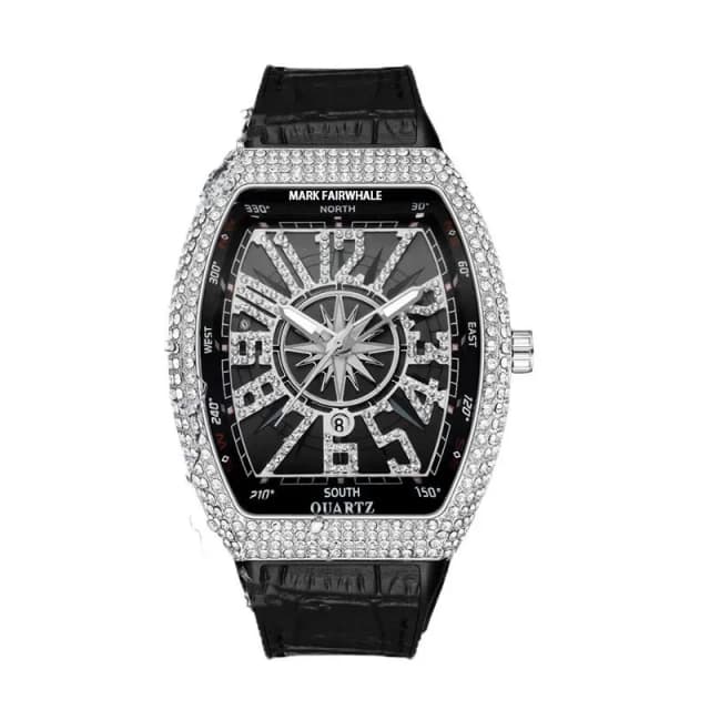 Mark Fairwhale Watch Brand Cross-Border Barrel-Shaped Full Diamond Calendar Overseas Quartz Watch