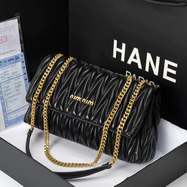French-Style Niche Chain Bag for Women, Underarm Bag, New Fashion Trend, Pleated Bag, Versatile Genuine Leather Crossbody Bag