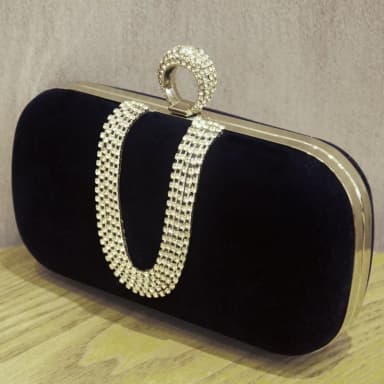 Cross-border hot flannel diamond evening bag black velvet banquet bag high-grade cheongsam bag