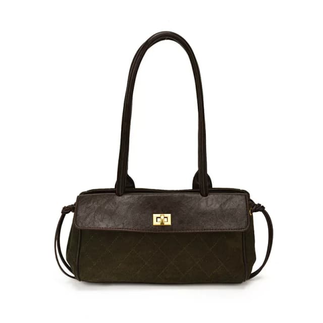 Korean-style quilted underarm baguette bag for women, large-capacity commuter handbag, simple and textured shoulder bag for women