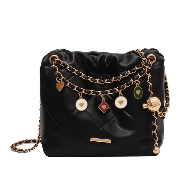 Ur Diamond Chain Bucket Bag for Women New Commuter Armpit Bag Accessible Luxury Single Shoulder Crossbody Bag Small Square Bag