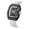 Carbon fiber pattern-nylon belt-black shell with white surface and white belt