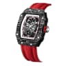 Carbon fiber pattern - nylon strap - black case white dial red strap