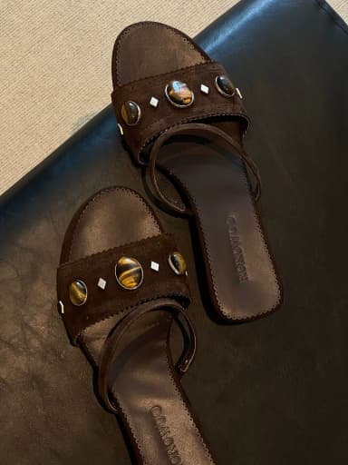 Gemstone Strap Sandals for Women, New Summer Collection, Comfortable Wedge Heel, Flattering for the Complexion, Outdoor Sandals
