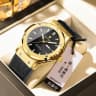 952 gold shell black leather belt model