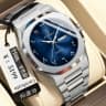 830 silver shell blue surface steel belt model