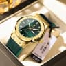 952 gold shell green leather belt model