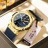 952 gold shell blue leather belt model
