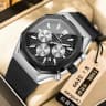 893 silver shell black surface silicone band