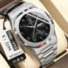 830 silver shell black surface steel belt model