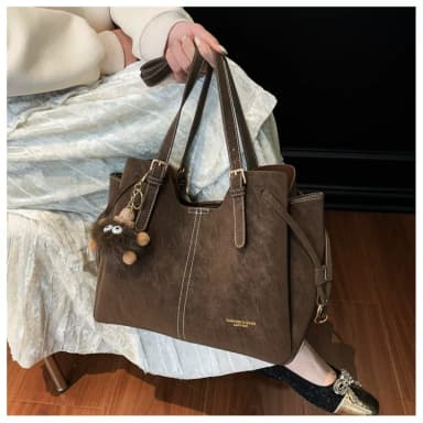 Retro Frosted Soft Leather Tote Bag for Women New Niche High-End Versatile Work Clothing Shoulder Bag Handbag