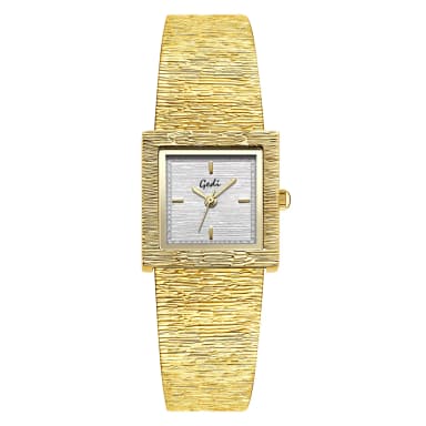 Gedi light luxury steel band quartz watch, vintage style, high-end versatile wristwatch, textured square small gold watch for women, retro
