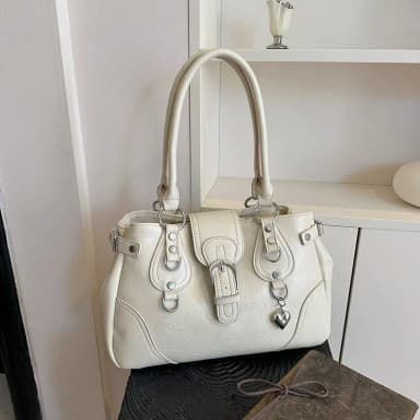 Korean vintage motorcycle-style tote bag for women, summer new retro fashion versatile commuter shoulder and underarm bag