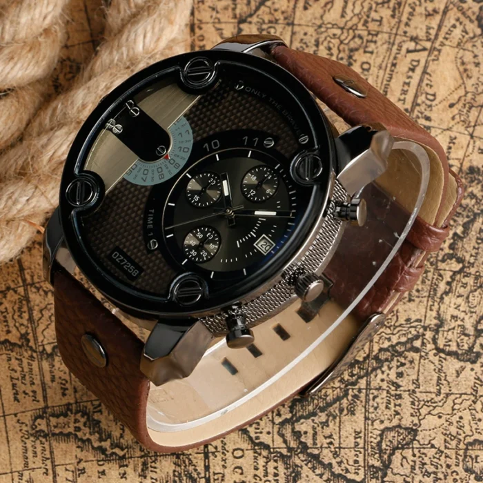 Foreign Trade Hot DZ Men's Watch Fashion Large Dial European and American Style Watch Casual Sports Belt Quartz Watch - Image 1