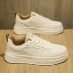 White Men's Shoes Spring New Breathable Low-top Thick-soled Trendy All-match Sneakers Men's Height-increasing Casual Fashion Trendy Shoes