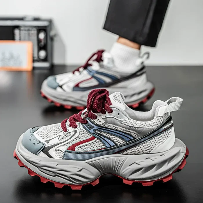 European Station Four Seasons Men's Shoes Spring Mesh Breathable Casual sneaker All-match Student Thick Sole Increased Dad Shoes - Image 1