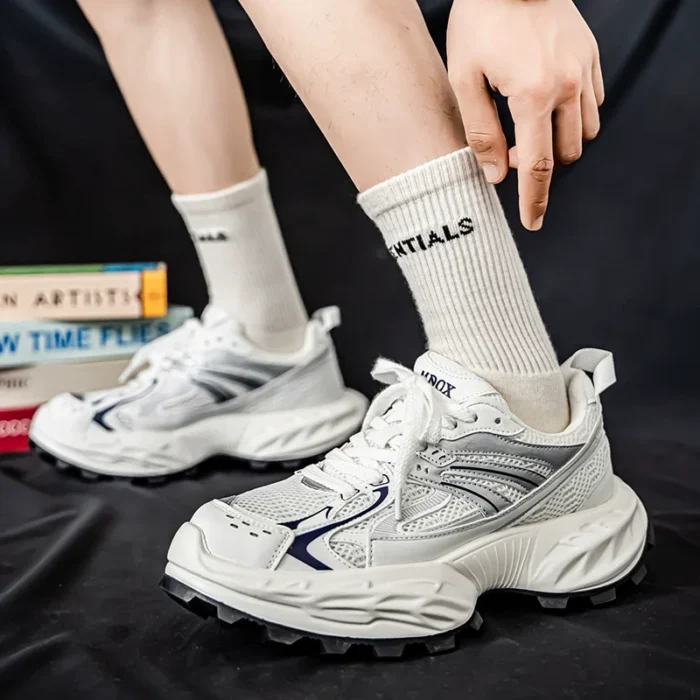 European Station Four Seasons Men's Shoes Spring Mesh Breathable Casual sneaker All-match Student Thick Sole Increased Dad Shoes - Image 4