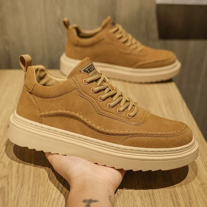Men's Shoes 2025 Autumn New Men's Breathable Trbottomy Shoes Trbottomy Easiest for Match Thick-Soled Sports Shoes Casual Sneakers Leather Shoes - Image 1