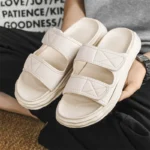 Outwear Men's Simple Comfortable Men's Solid Color Sandals and Slippers Summer Home Bedroom Internet-popular Creative Double Belt Soft Bottom - Image 3