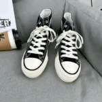 Thick-soled high-top wine red canvas shoes versatile retro  new spring and summer casual platform bottom heightening shoes - Image 2