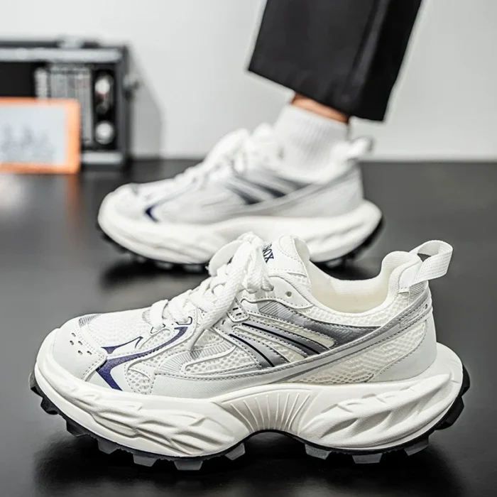 European Station Four Seasons Men's Shoes Spring Mesh Breathable Casual sneaker All-match Student Thick Sole Increased Dad Shoes - Image 2
