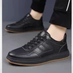 Sneakers Men's Genuine Leather Spring New Fashionable Korean Men's Shoes Casual All-match Cowhide Breathable Men's Leather Shoes - Image 4