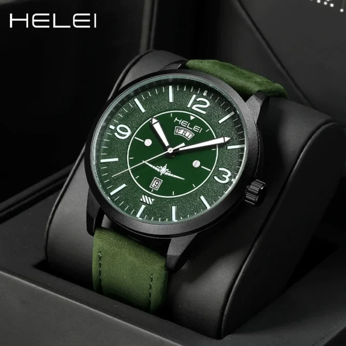 HELEI HELE Cross-border New Large Dial Quartz Watch Men's Sports Wind Pilot Series Watch Wholesale - Image 1