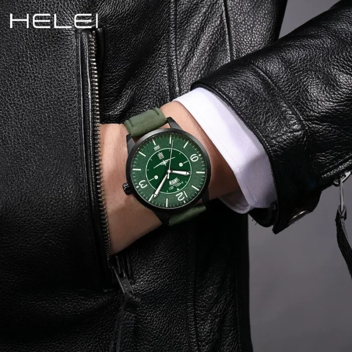 HELEI HELE Cross-border New Large Dial Quartz Watch Men's Sports Wind Pilot Series Watch Wholesale - Image 2