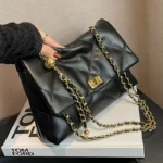 Black Bag Women's  New Popular Fashion High-end Sense Shoulder Small Square Bag Western Style All-match Chain Crossbody Bag - Image 3