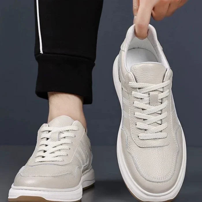 Sneakers Men's Genuine Leather Spring New Fashionable Korean Men's Shoes Casual All-match Cowhide Breathable Men's Leather Shoes - Image 2