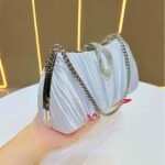 New style evening dress banquet handbag one-shoulder evening dress small bag cheongsam crossbody bag evening lady pleated handbag - Image 2