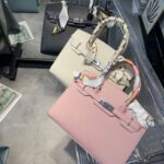 Lychee Pattern Hand-Held Silk Scarf Platinum Bag  New High-End Large-Capacity Single Shoulder Kelly Bag Kelly Cross-Border