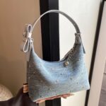 Niche Design Denim Armpit Bag for Women  New Trendy Fashion Versatile One-Shoulder High-End Satchel Bucket Bag