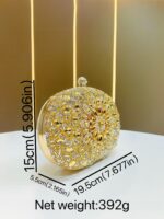 Cross-border Rhinestone Sunflower Dress Banquet Bag Luxury Celebrity Elegant All-match Diamond-encrusted Crossbody Small Handbag Full Diamond - Image 5