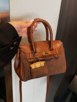 Autumn and Winter Retro Melard Brown Bag for Women  New Versatile Crossbody Bag Handbag Platinum Bag Small Tote Bag - Image 4