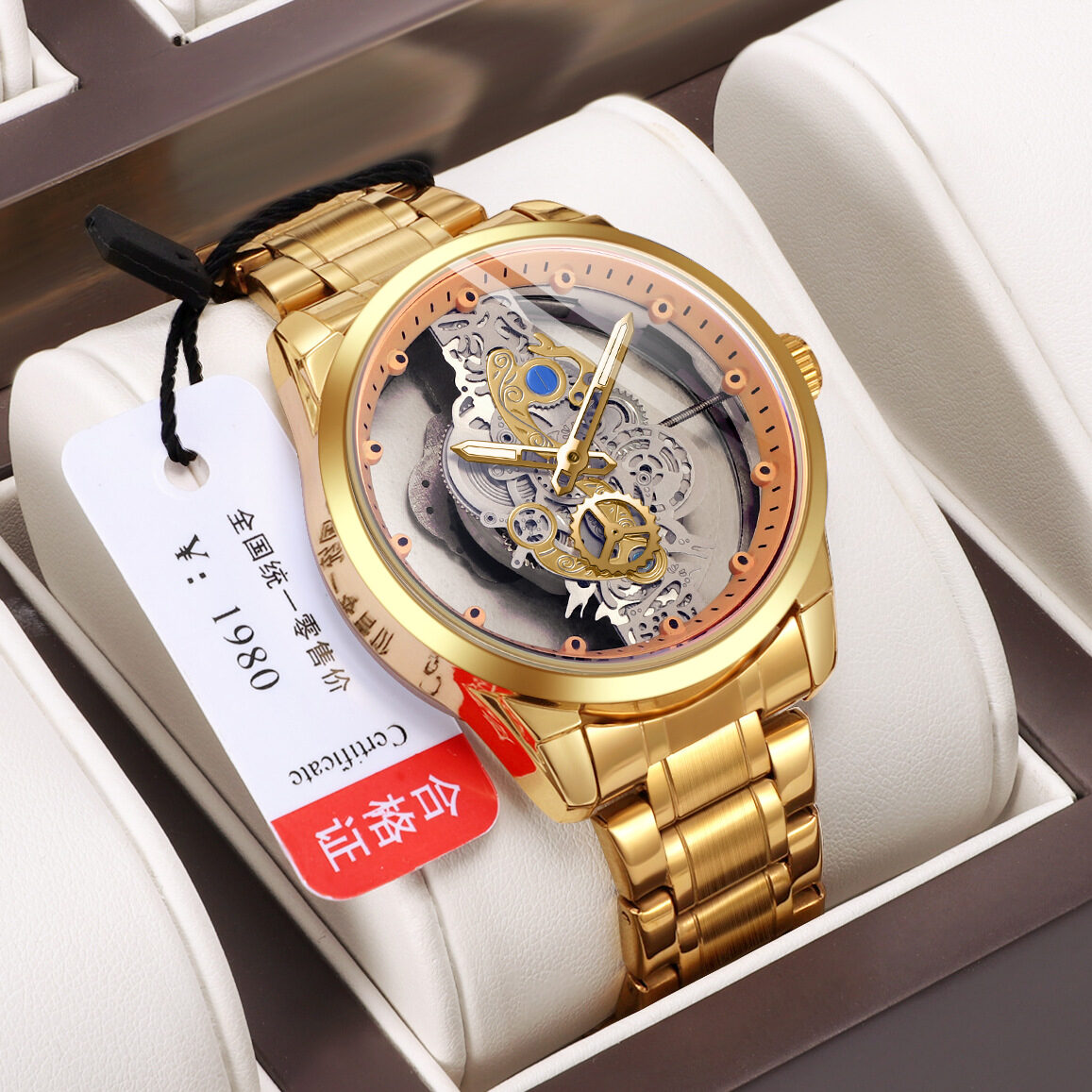 O1CN01hDgNwb1iazVLGdmrS_2217573334430-0-cib.jpg Cross-border new double-sided transparent hollow automatic mechanical watch men's watch men's waterproof luminous quartz watch TikTok - Image 1