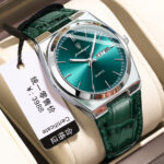 Poedagar Ultra-Thin Dual Calendar Men's Watch Trendy Fashion Leather Strap Quartz Watch Live Export Popular Wristwatch